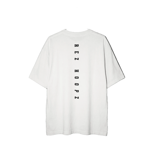 White t-shirt with 'REZ HOOPZ' text.